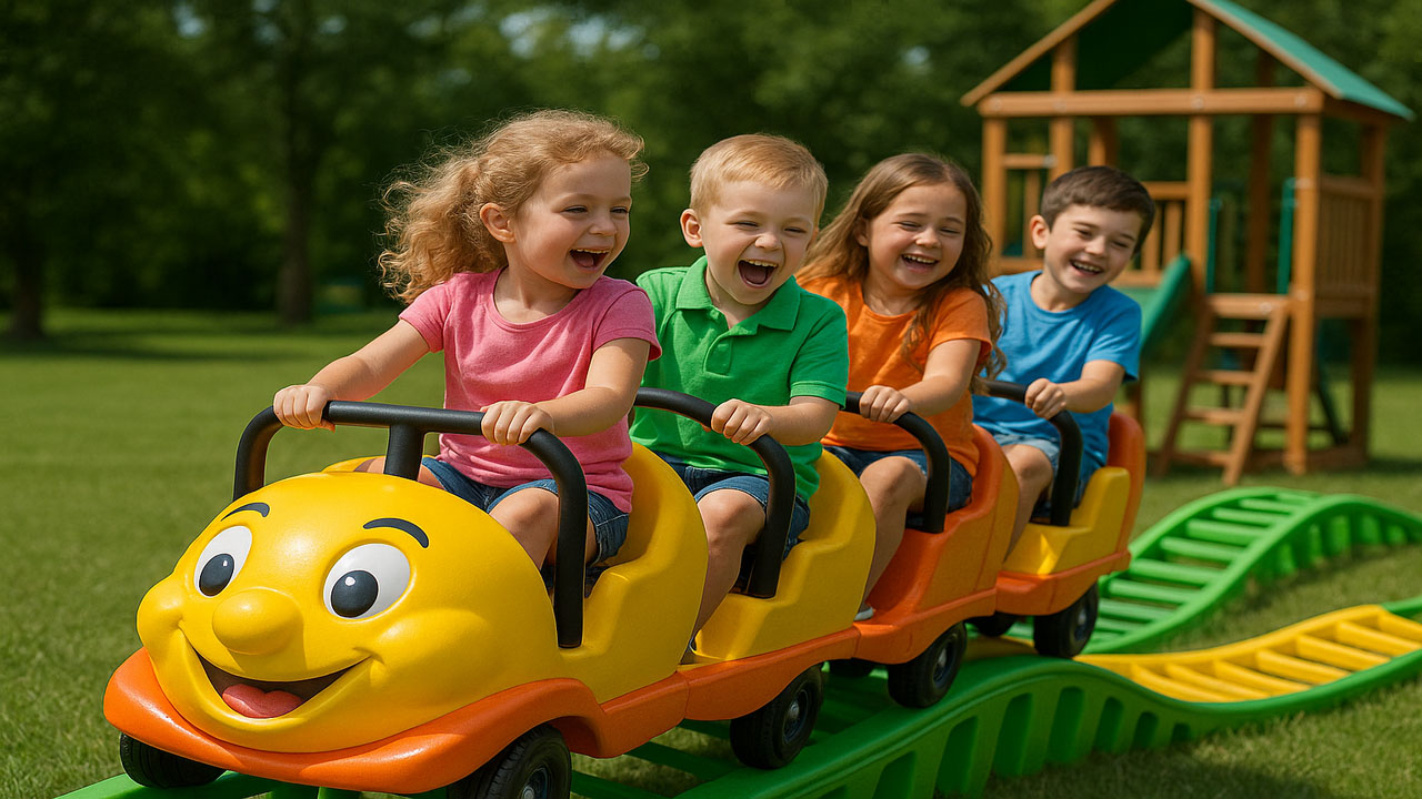 Fun Rides Roller Coaster for Kids, Outdoor Play Adventures